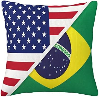 כרית דגל ברזיל אמריקאית אמריקאית תוספות כריות זריקה בגודל 18x18 אינץ