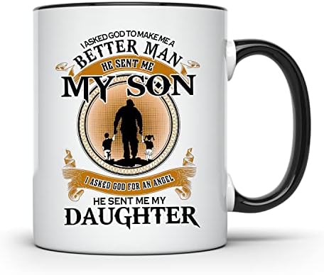 ביקשתי מאלוהים שיעשה לי אדם טוב יותר - הוא שלח לי בן - מתנה ליום האב - מתנה לבן - 11 גרם ספל קפה