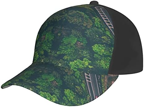 מתפתל כביש מודפס בייסבול כובע, מתכוונן אבא כובע, מתאים לכל מזג האוויר ריצה ופעילויות חוצות שחור