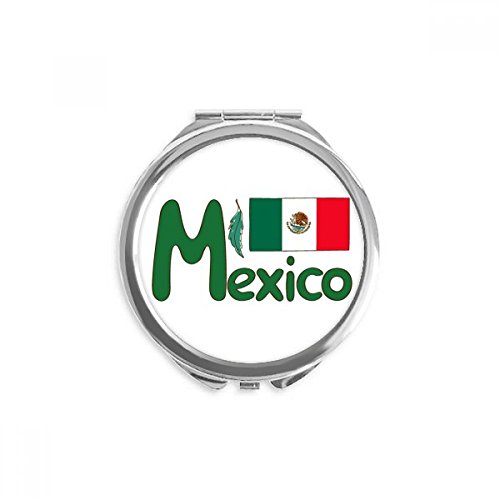 מקסיקו לאומי דגל ירוק דפוס יד קומפקטי מראה עגול נייד כיס זכוכית