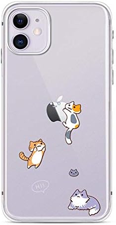 מקרה 11 מקרה-עיצוב חתול חמוד יפה קריקטורה בעלי חיים דפוס גמיש מגן מקרה ברור תואם עם אייפון 11