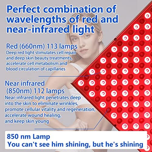 פנל אדום-מונה-טיפול-טיפול-מכשיר מנורת תאורה אדומה לאור אינפרא אדום לגוף, LED 660NM וכמעט קומבו אור אינפרא