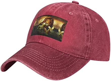 שקיעה אריה כבש כובע בייסבול מודפס, כובע קאובוי מתכוונן למבוגרים, זמין כל השנה