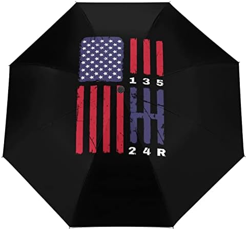 גרור מירוץ מכוניות מירוץ דגל אמריקאי מטריה הפוכה מטריה מתקפלת הפוכה אטומה לרוח עם ידית בצורת ג