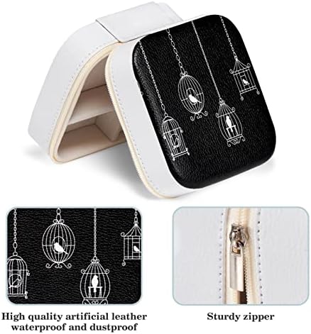 מארגן קופסאות תכשיטים של Rodailycay Wirh רוכסן כפול, עור תכשיטים קטנים טיול נייד לטבעות צמיד צמיד עגילי שרשרת