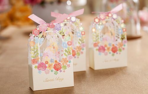 זורפיה חדשה 50 חבילות קופסת מתנה לחתונה רומנטית קישוט יוקרה אלגנטי כלה פרחים לייזר לייזר חתך מסיבה