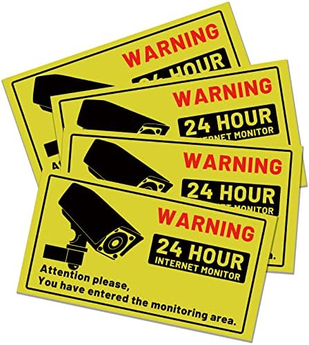 4-מארז שלט מעקב וידאו 24 שעות ביממה, שלט אזהרה למצלמת אבטחה ביתית, 11 איקס 6 למצלמת אבטחה במעגל סגור