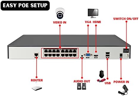 Evertech 16 ערוץ 8TB HDD 4K 8MP IP POE 12 מערכת מצלמות כיפת אבטחה עם Buil-In Audio