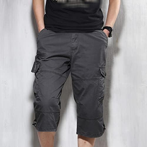 גברים של 3/4 מטען ארוך מכנסיים קצרים רופף מתאים מתחת לברך טקטי קאפרי קצר רגוע מתאים קצר מכנסיים עם