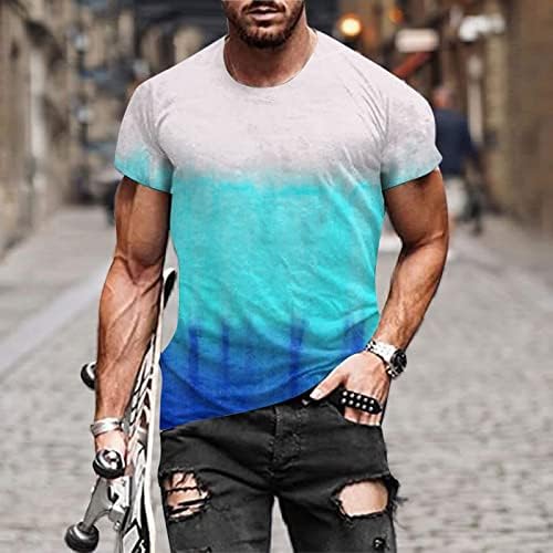 חולצת טריקו וינטג 'לגברים 3D דפסת צוואר צוואר צוואר שרוול קצר חולצה גרפית עם עיצובים בגדי רחוב חולצת קיץ