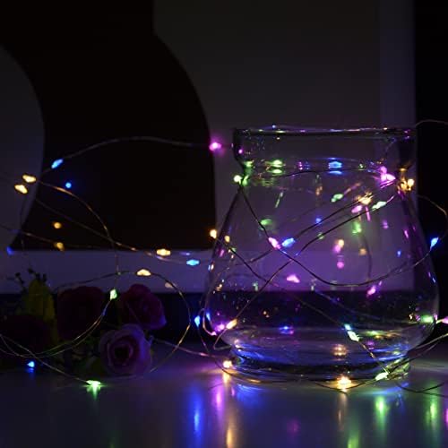 LED Fairy String Light Light מופעל, אורות צנצנות של 12 חבילות DIY, חוט כסף אטום למים, 20 נוריות LED