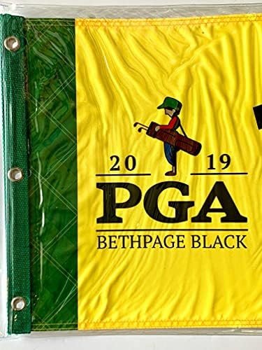 2019 דגל בת 'פייג' שחור גולף אליפות מסך משי לוגו צהוב פין דגל