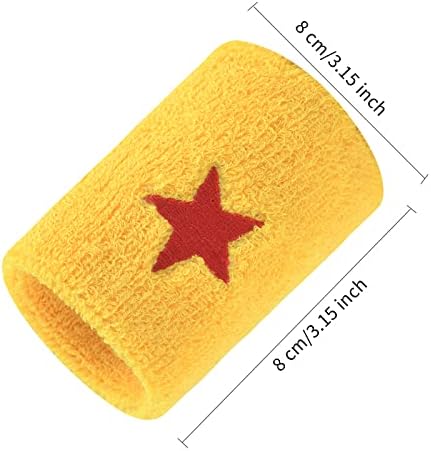 6 חתיכות צהוב יד סרטי זיעת עם אדום כוכב צמידי עבור נושאים מסיבת כדורגל כדורסל ספורט ועבודה החוצה