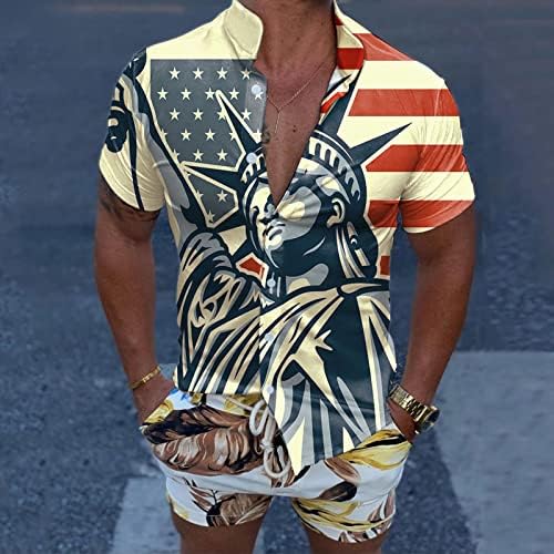 4 ביולי חייל קצר שרוול חולצות לגברים כפתור למטה פטריוטית חולצה אמריקאי דגל קיץ מזדמן חולצה