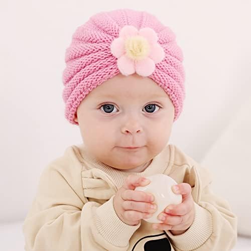 קיאסייל תינוקות סרוג כובע טורבן כובע ראש פרח עוטף תינוקות יילודים פעוטות ילדים אביזרי שיער כובע ילדה