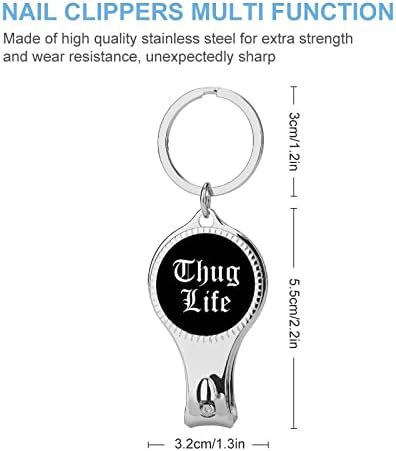 חותך הציפורניים של Thug Life Sharp Shard Glipper Clipper ציפורניים עם מחזיק מפתחות פותחן בקבוקים