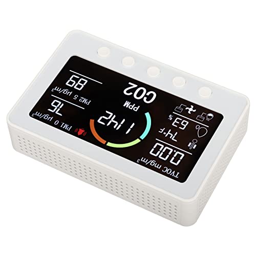 צג איכות אוויר מקורה, אוורור אוטומטי צג CO2 מקורה 100-240V מסך LCD גדול תעשייה 7 ב -1 למטבח