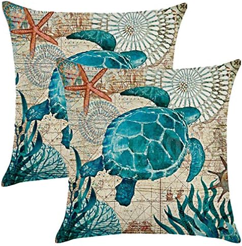 Ulove Love Yourself Turtle Sea Fillow Case Mediterranean Style Sea נושא דקורטיבי כיסוי כרית כרית