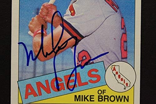 שודדי מייק בראון אנג'לס חתימה משנת 1985 Topps 258 כרטיס חתום 16L