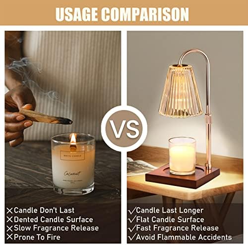 מנורה חמה יותר של נרות Hairom, נרות הניתנים לעמעום חמים יותר עם טיימר, גובה/חום מנורת נרות מתכווננת יותר,