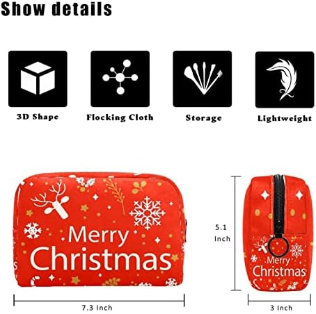 תיק קוסמטי של TbouoBt לנשים, תיקי איפור מרחב טאלה שיא מתנת נסיעה, אייל שלג של שלג חג המולד אדום