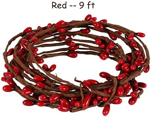 פייפר ברי יחיד גדיל אדום גלנד 9ft גליל - מבטא לעיצוב חג לדלתות קדמיות, מטבחים, קירות ושולחנות חוות תפאורה.