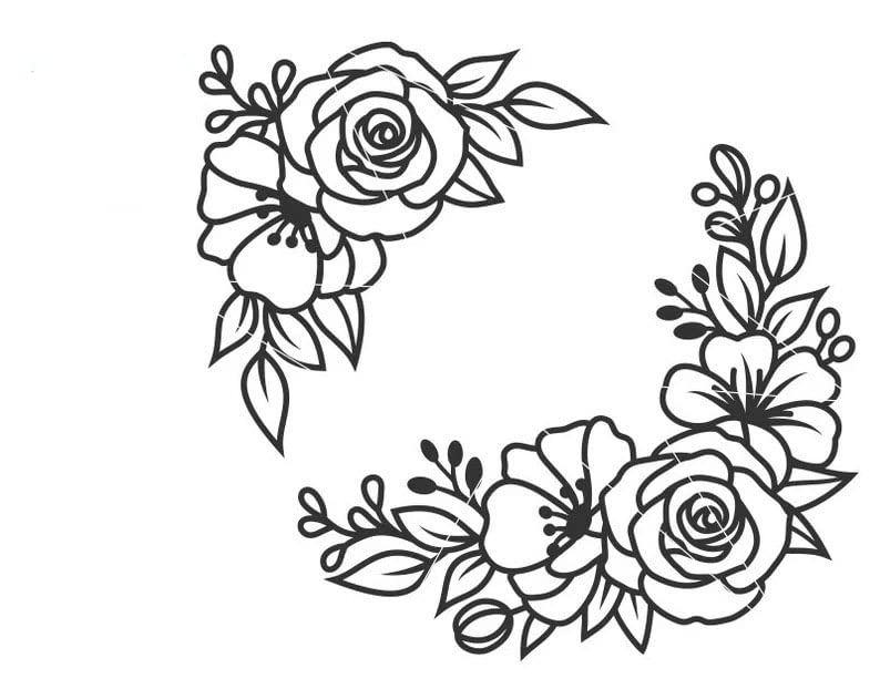 פרחים ב- SVG, זרי פרחים, קישוט פרחים, פרחים, פינת פרחים, גבול פרחוני, תבנית חתוכה נייר,
