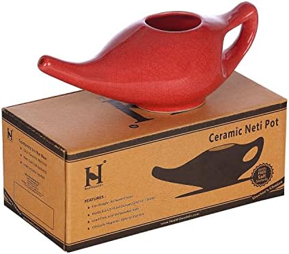 HealthGoodsin Premium Premium Cartable Ceramic Ceramic Neti, ניקוי באף, מדיח כלים בטוח 225 מל. - דפוס