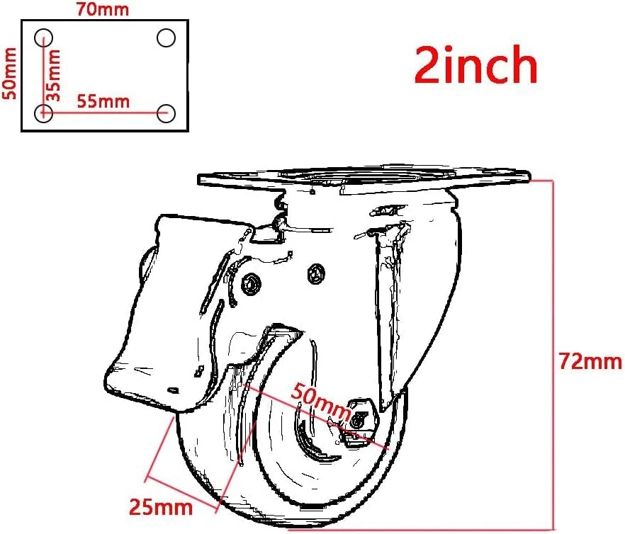 גלגלי גלגלים של צלחות לריהוט 15 '' 40 ממ 50 ממ PVC שקט PVC צלחת כבד צלחת כבדים מסתובבים עם בלם