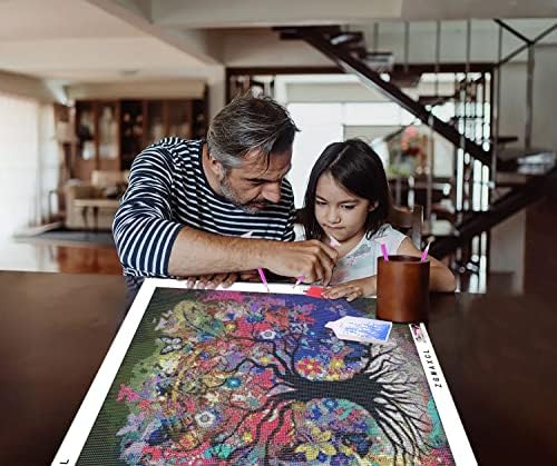 יהלומי ציור למבוגרים עגול מלא תרגיל צבע עץ קריסטל בית תפאורה סלון 23.6 איקס 23.6 אינץ