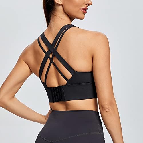 חזיות ספורט בעלות השפעה גבוהה לנשים, Criss Cross Sports Running Yoga Bra, חזיית תמיכה גבוהה עם כוסות נשלפות