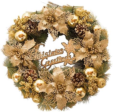 זרי דלת חג המולד של Funpa פרח אוניברסלי פרח פינקונה זר מלא מלאכותי לעיצוב חתונה