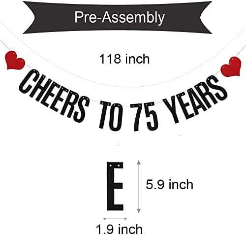 Xiaoluoly שחור לחיים עד 75 שנה באנר נצנצים, לחיים עד 75 שנים